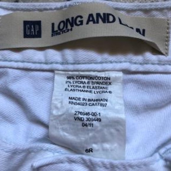 GAP LONG & LEAN STRETCH, WHITE, JEANS, SIZE 6R, BOOT CUT/FLARE - Picture 4 of 9